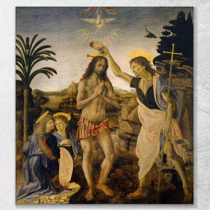 Il Battesimo Di Cristo Leonardo Da Vinci ldv14 quadro stampato su tela