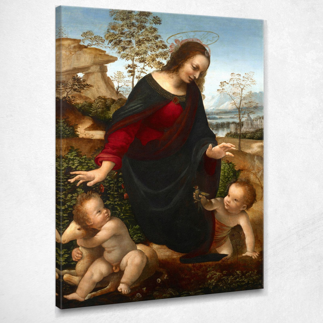 Madonna Col Bambino E San Giovannino Leonardo Da Vinci ldv21 quadro stampato su tela