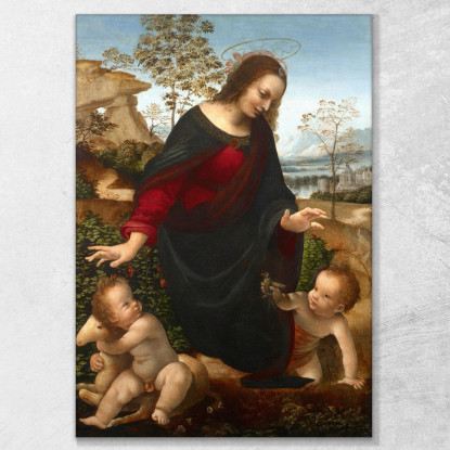 Madonna Col Bambino E San Giovannino Leonardo Da Vinci ldv21 quadro stampato su tela