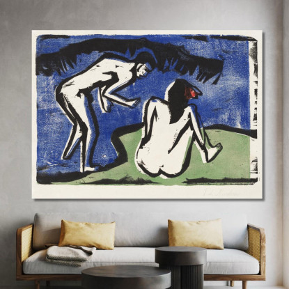 Coppia Al Bagno 1910 Di The Ernst Ludwig Kirchner elk7 quadro stampato su tela