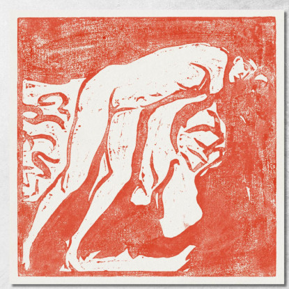 Ragazza Nuda Femminile Nuda 1906 Ernst Ludwig Kirchner elk55 quadro stampato su tela