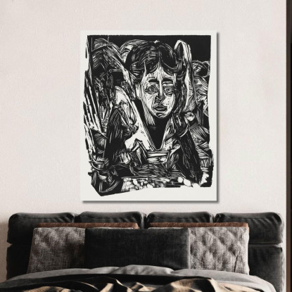 Ragazza Che Sogna 1918 Ernst Ludwig Kirchner elk57 quadro stampato su tela