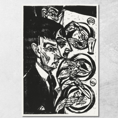 Persone Nervose A Cena 1916 Ernst Ludwig Kirchner elk83 quadro stampato su tela