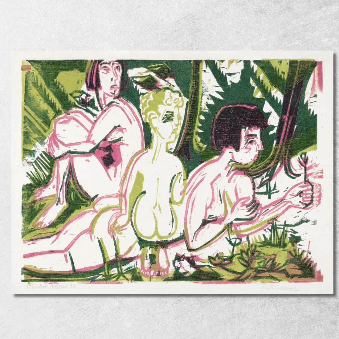 Donne Nude Con Un Bambino Nella Foresta 1925 Ernst Ludwig Kirchner elk89 quadro stampato su tela Donne Nude Con Un Bambino Nella Foresta 1925 Ernst Ludwig Kirchner elk89 quadro stampato su tela