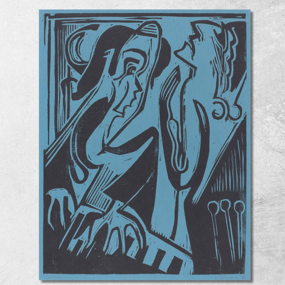 Pianista E Cantante 1928 Ernst Ludwig Kirchner elk100 quadro stampato su tela Pianista E Cantante 1928 Ernst Ludwig Kirchner elk100 quadro stampato su tela