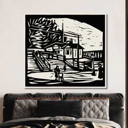 Capannone Sulla Riva Dell'Elba Ernst Ludwig Kirchner elk120 quadro stampato su tela