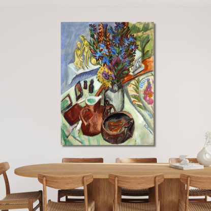 Natura Morta Con Brocca E Ciotola Africana Ernst Ludwig Kirchner elk124 quadro stampato su tela