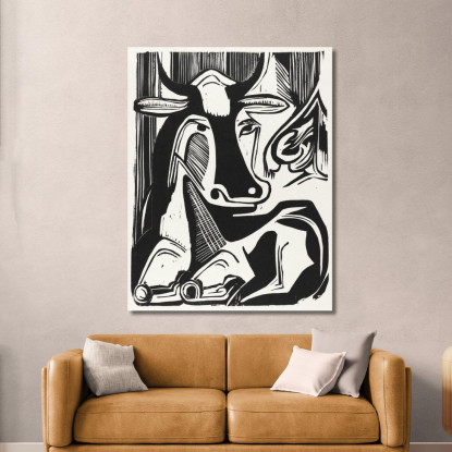 La Grande Mucca Sdraiata 1929 Ernst Ludwig Kirchner elk136 quadro stampato su tela