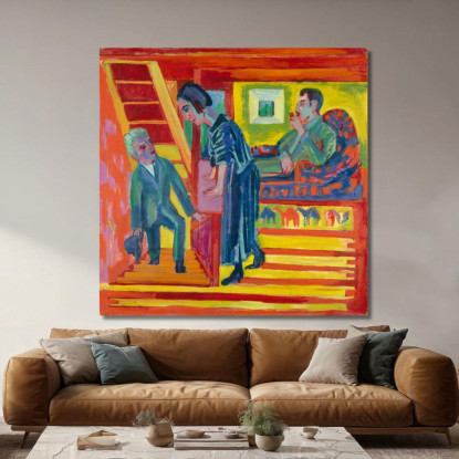 La Coppia In Visita E Il Nuovo Arrivato 1922 Ernst Ludwig Kirchner elk140 quadro stampato su tela