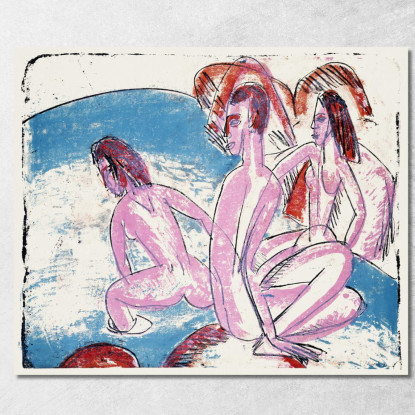 Tre Bagnanti Di Stones 1913 Ernst Ludwig Kirchner elk143 quadro stampato su tela