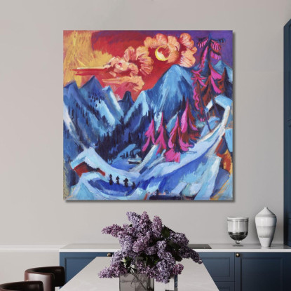 Paesaggio Invernale Al Chiaro Di Luna 1919 Ernst Ludwig Kirchner elk158 quadro stampato su tela