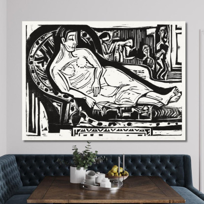 Donna Sdraiata Su Un Divano 1926 Ernst Ludwig Kirchner elk160 quadro stampato su tela