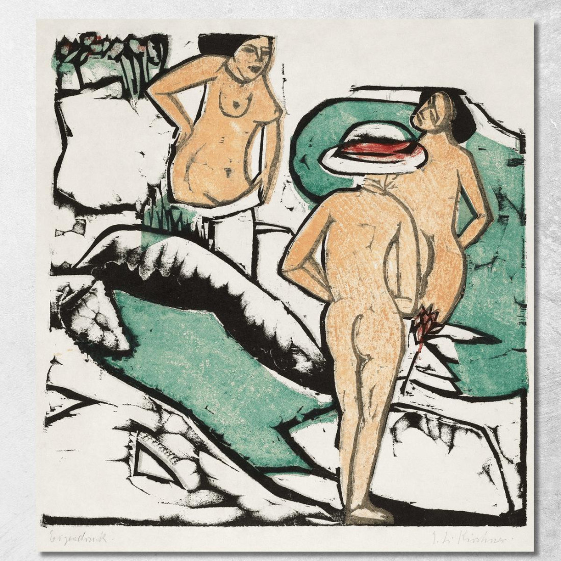 Donne Che Fanno Il Bagno Tra Le Pietre Bianche Ernst Ludwig Kirchner elk163 quadro stampato su tela