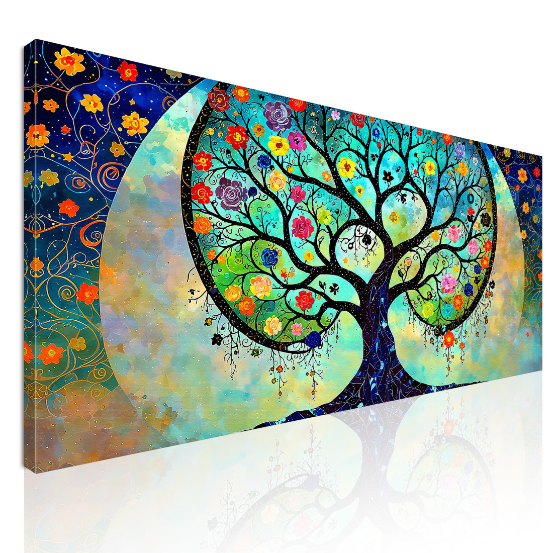 Quadro Albero Della Vita Fiori E Luna Piena avt2 quadro stampato su tela Quadro Albero Della Vita Fiori E Luna Piena avt2 quadro stampato su tela