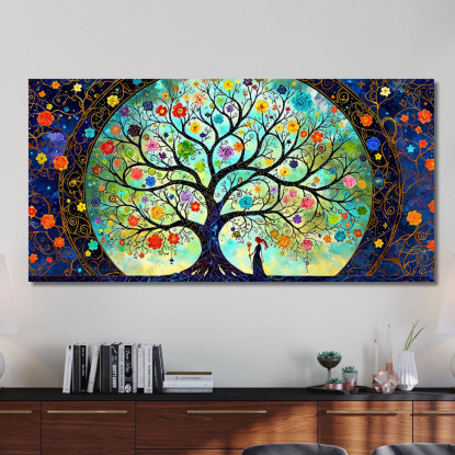 Quadro Albero Della Vita Floreale Fanciulla Con Capelli Rossi avt3 quadro stampato su tela