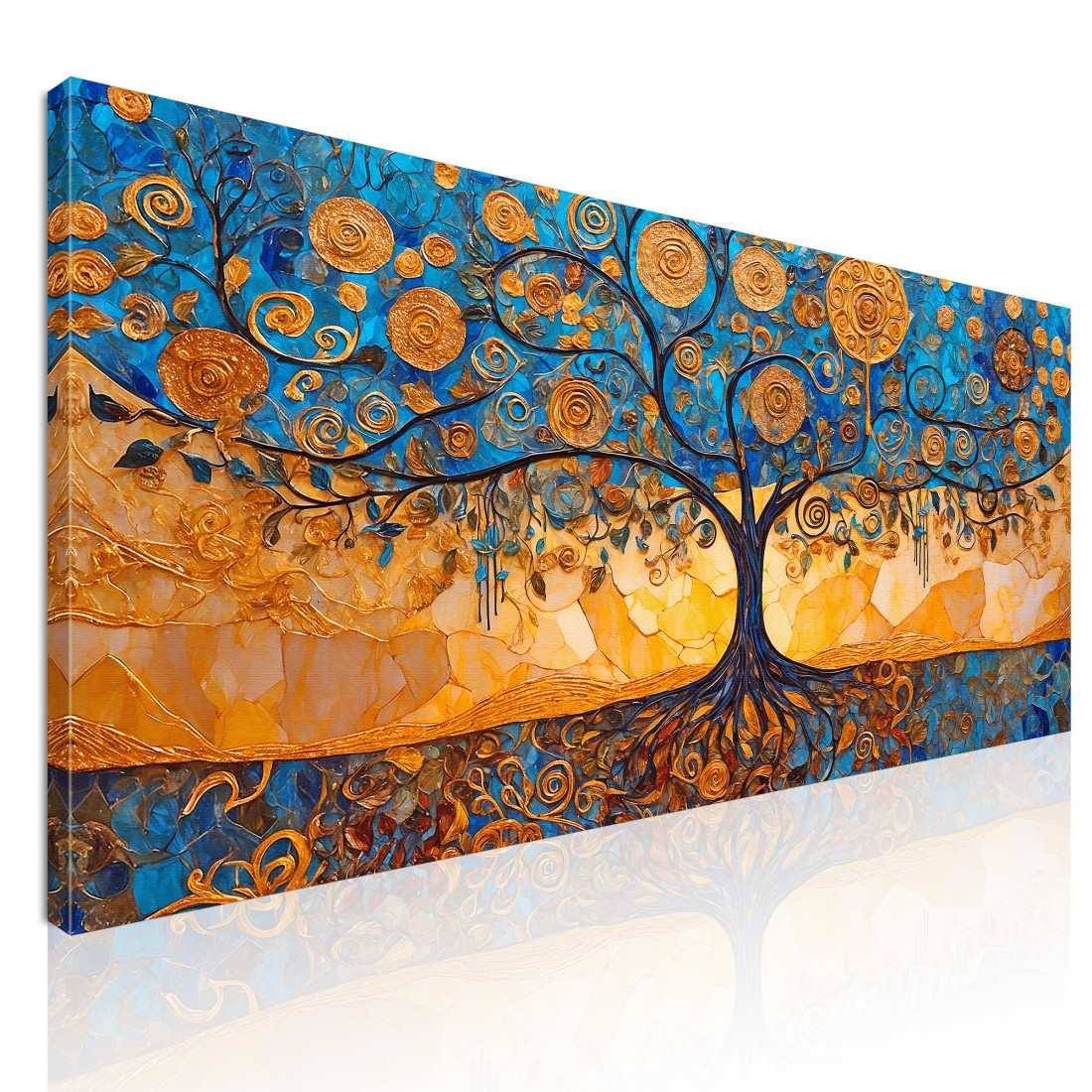 Quadro Albero Della Vita Spirali Blu E Oro avt6 quadro stampato su tela Quadro Albero Della Vita Spirali Blu E Oro avt6 quadro stampato su tela