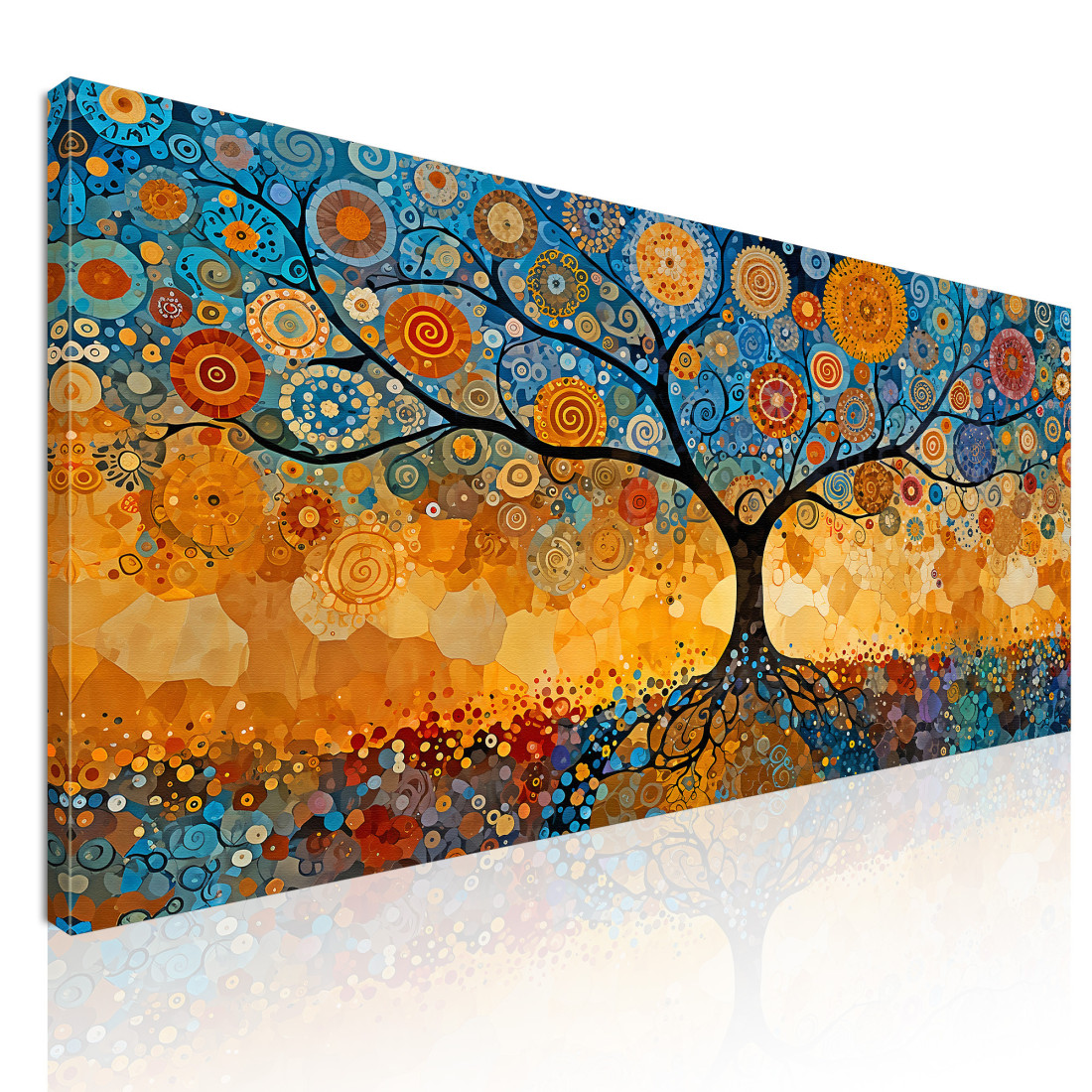 Quadro Albero Della Vita Radici E Cerchi Blu avt14 quadro stampato su tela Quadro Albero Della Vita Radici E Cerchi Blu avt14 quadro stampato su tela