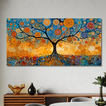 Quadro Albero Della Vita Radici E Cerchi Blu avt14 quadro stampato su tela