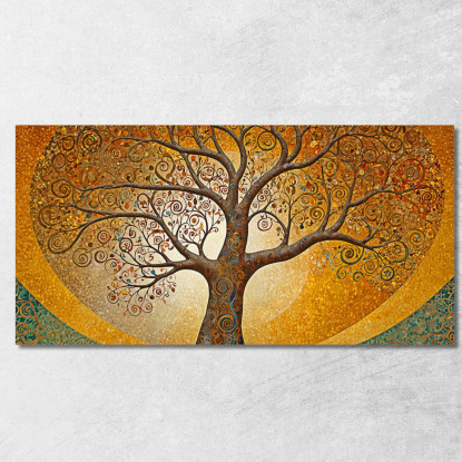 Quadro Albero Della Vita Cerchi Oro E Sfondo Astratto avt15 quadro stampato su tela