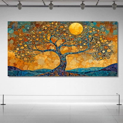 Quadro Albero Della Vita Luna Piena E Mosaico avt16 quadro stampato su tela