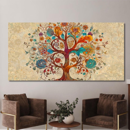 Quadro Albero Della Vita Fiori Vivaci Colorati avt21 quadro stampato su tela