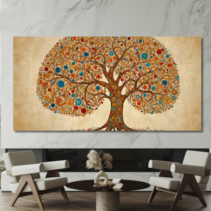 Quadro Albero Della Vita Cerchi E Colori Caldi avt23 quadro stampato su tela