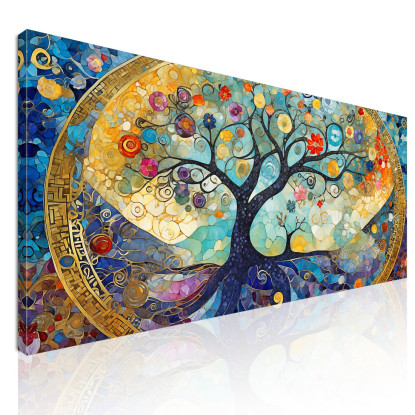 Quadro Albero Della Vita Mosaico Blu E Dorato avt24 quadro stampato su tela