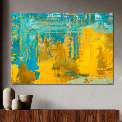 Quadro Astratto Colori Vivaci Blu E Giallo abs13 quadro stampato su tela