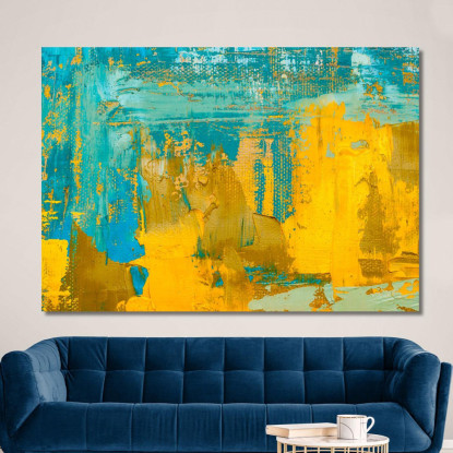 Quadro Astratto Colori Vivaci Blu E Giallo abs13 quadro stampato su tela