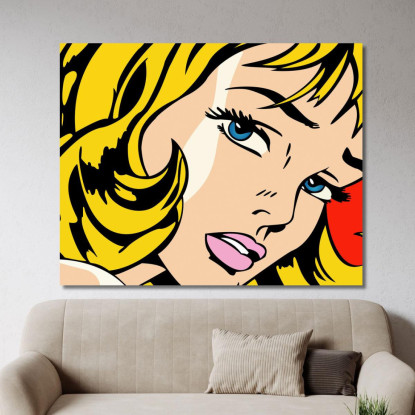 Quadro Astratto Ragazza Con Occhi Azzurri Pop Art abs42 quadro stampato su tela