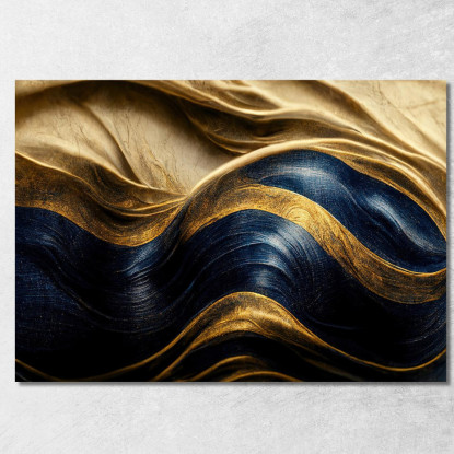 Quadro Astratto In Oro E Blu Con Texture Ondulate abs46 quadro stampato su tela