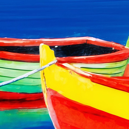 Quadro Barche Colorate Sul Mare Blu abs75 quadro stampato su tela