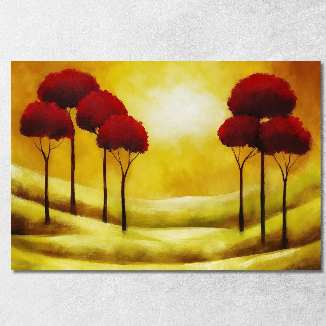 Quadro Paesaggio Astratto Con Alberi Rossi abs87 quadro stampato su tela Quadro Paesaggio Astratto Con Alberi Rossi abs87 quadro stampato su tela