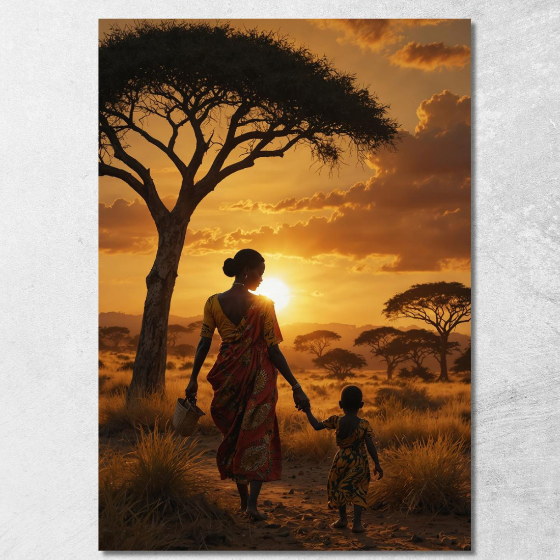 Quadro Donna Africana Al Tramonto Madre E Figlio Nella Savana afr1 quadro stampato su tela Quadro Donna Africana Al Tramonto Madre E Figlio Nella Savana afr1 quadro stampato su tela