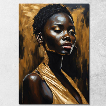 Quadro Donna Africana Con Abito Dorato Eleganza E Profondità afr2 quadro stampato su tela