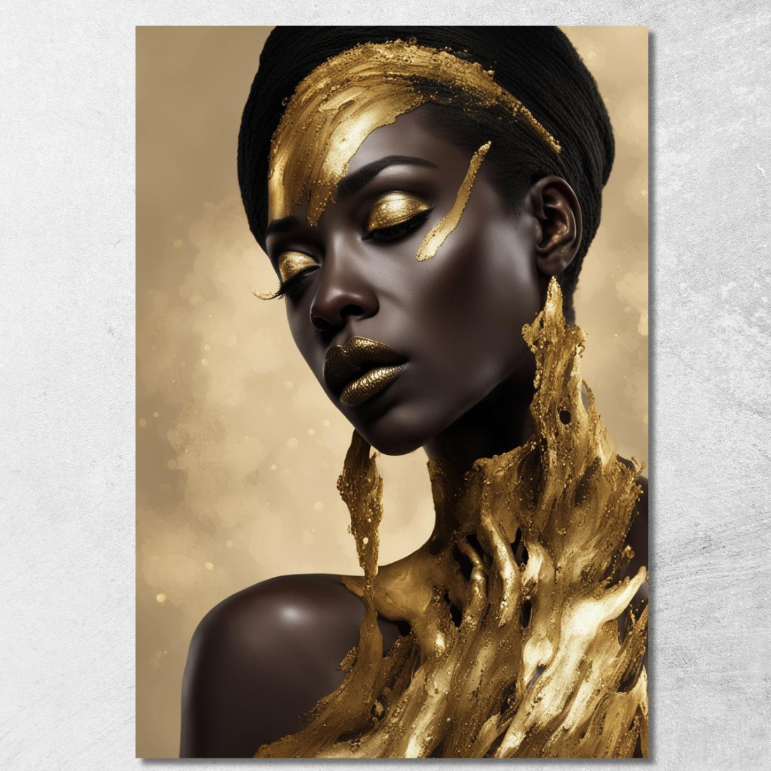 Quadro Donna Africana Con Dettagli Dorati Fluidi Raffinatezza E Modernità afr6 quadro stampato su tela Quadro Donna Africana Con Dettagli Dorati Fluidi Raffinatezza E Modernità afr6 quadro stampato su tela