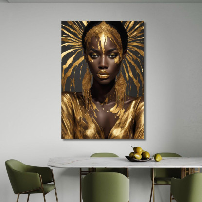 Quadro Donna Africana Con Raggi Dorati afr12 quadro stampato su tela