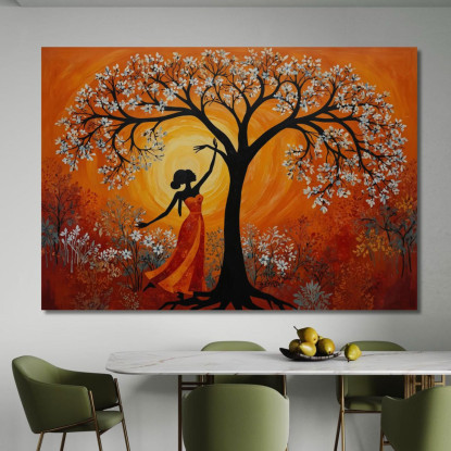 Quadro Donna Africana E Albero In Fiore Armonia E Natura afr13 quadro stampato su tela