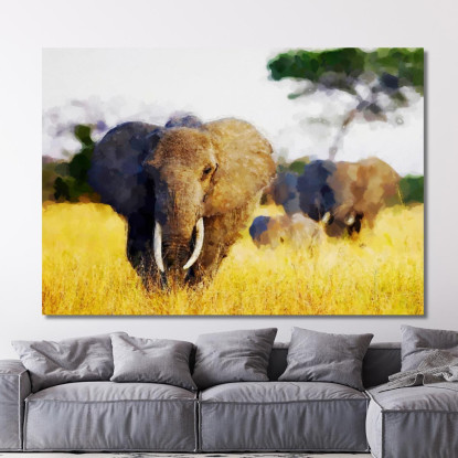 Quadro Elefante Africano Su Tela - Natura Selvaggia E Maestosità afr15 quadro stampato su tela