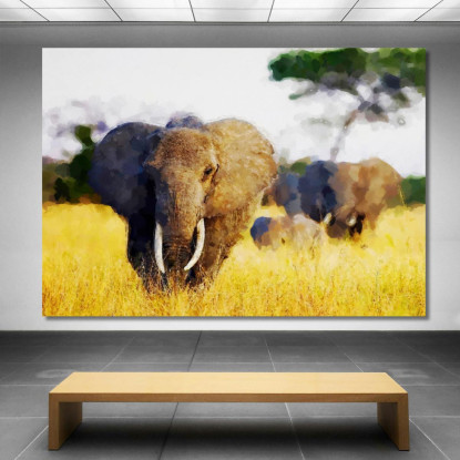 Quadro Elefante Africano Su Tela - Natura Selvaggia E Maestosità afr15 quadro stampato su tela