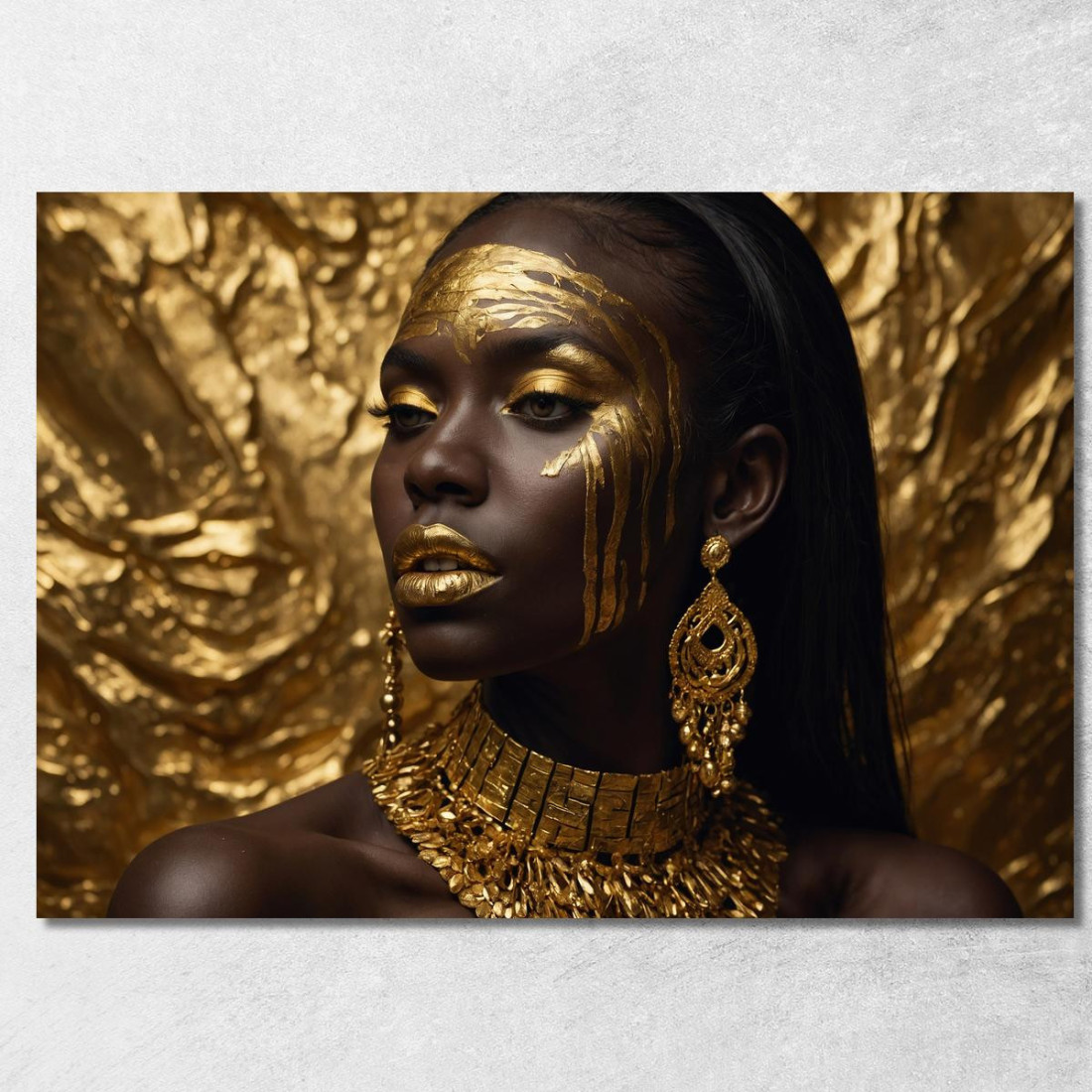 Quadro Etnico Donna Africana Eleganza Dorata Su Sfondo Oro afr16 quadro stampato su tela Quadro Etnico Donna Africana Eleganza Dorata Su Sfondo Oro afr16 quadro stampato su tela