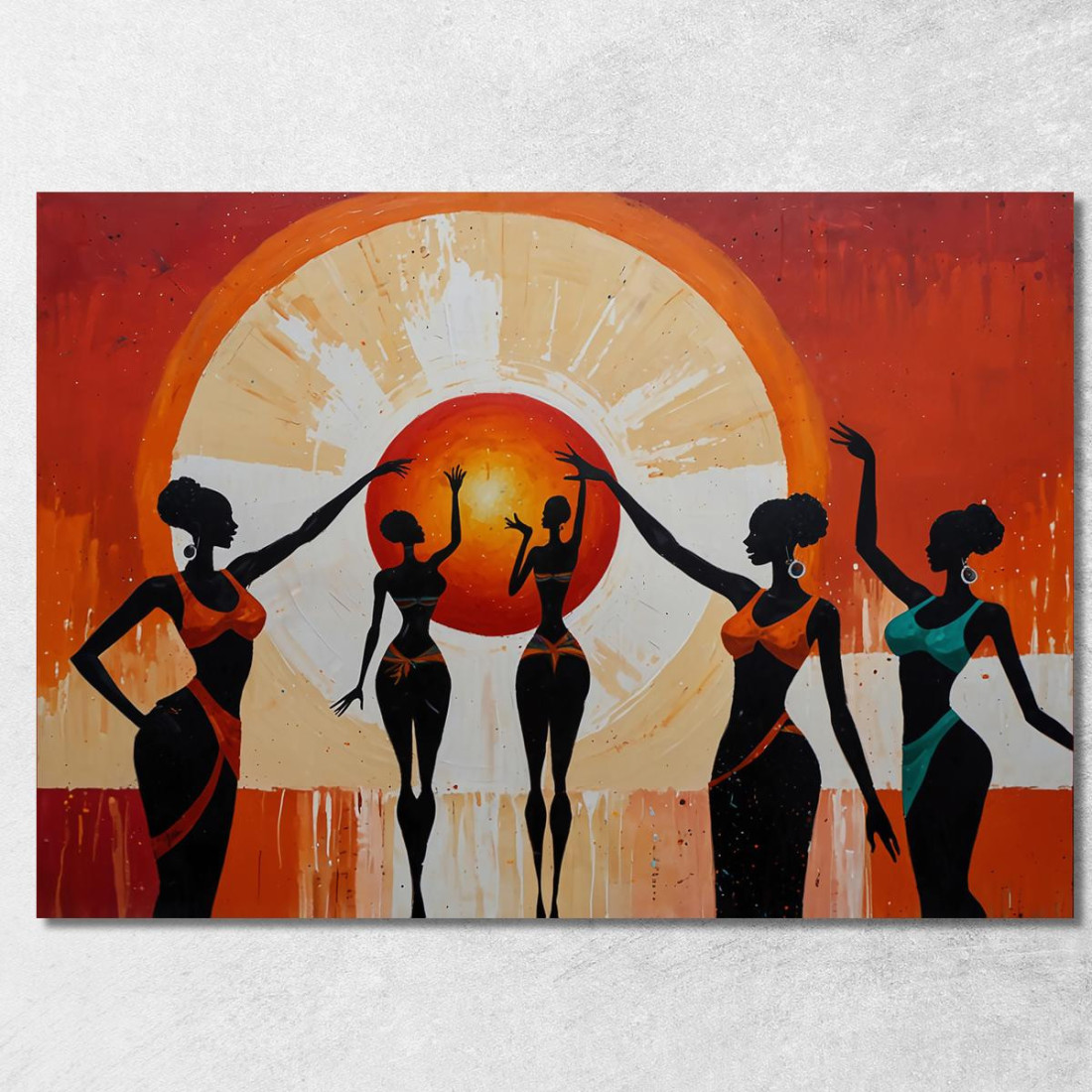 Quadro Etnico Donne Africane Celebrazione Al Tramonto afr19 quadro stampato su tela Quadro Etnico Donne Africane Celebrazione Al Tramonto afr19 quadro stampato su tela