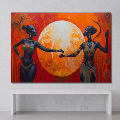 Quadro Etnico Donne Africane Danza Sotto Il Sole Rosso afr20 quadro stampato su tela