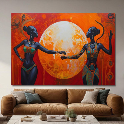 Quadro Etnico Donne Africane Danza Sotto Il Sole Rosso afr20 quadro stampato su tela