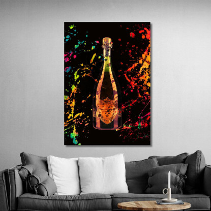 Quadro Moderno Champagne Astratto Moet Et Chandon Sfumature Arancioni Verdi chm2 quadro stampato su tela