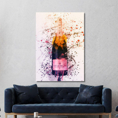 Quadro Moderno Champagne Astratto Moet Et Chandon Schizzi Viola Dorato chm7 quadro stampato su tela