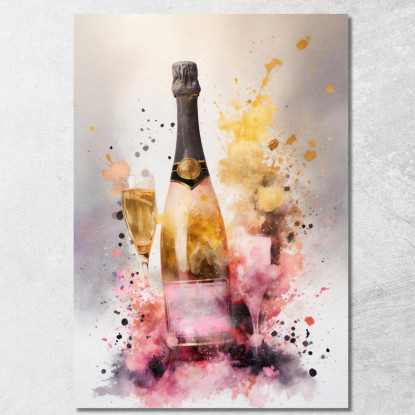 Quadro Moderno Champagne Astratto Oro E Rosa Con Calice Eleganza Artistica chm11 quadro stampato su tela