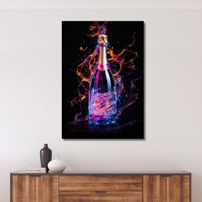 Quadro Moderno Champagne Blu E Rosa Neon Spirito Festoso chm13 quadro stampato su tela