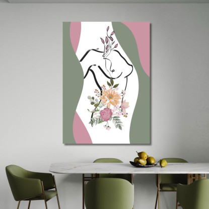 Quadro Astratto Solhouette Donna Fiori Romantici Fashion fsn3 quadro stampato su tela