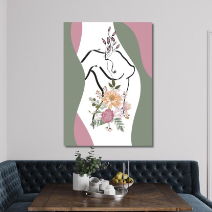 Quadro Astratto Solhouette Donna Fiori Romantici Fashion fsn3 quadro stampato su tela